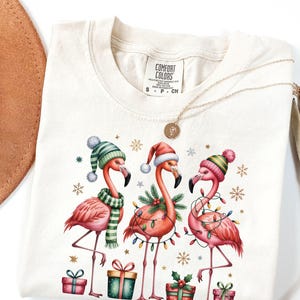 Comforts Color Flamingo Christmas Shirt, Flamingo Christmas Light Shirt, Flamingo Lover Shirt, Funny Flamingo Shirt,  Flamingo Merry Tshirt