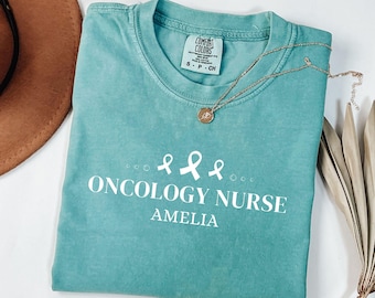 Camiseta para enfermeira de oncologia, Camiseta para enfermeira de oncologia, Camiseta para enfermeira de oncologia, Gola redonda para enfermeira de oncologia, Presente de formatura da ONC, Camiseta para enfermeira de câncer
