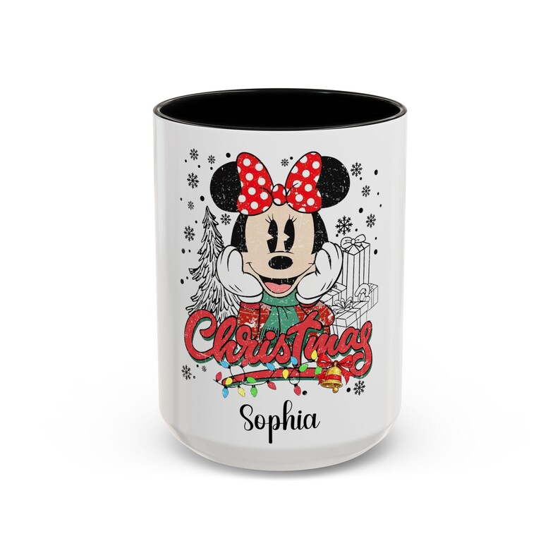 Minnie Mouse Christmas Mug, Christmas Gift, Holiday Gift for Kids, Custom Name Coffee Cup, Festive Decoration, Winter Cheer Mug image 6