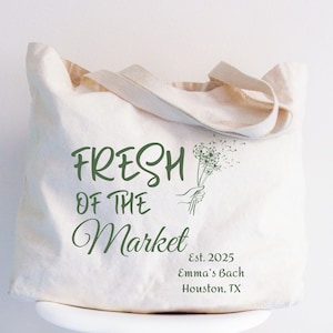 Fresh Off the Market Bridal Shower Gifts, Farmers Market Themed Bachelorette Party Tote Bag, She&#39;s Fresh Off the Market Bach Party Tote Bag