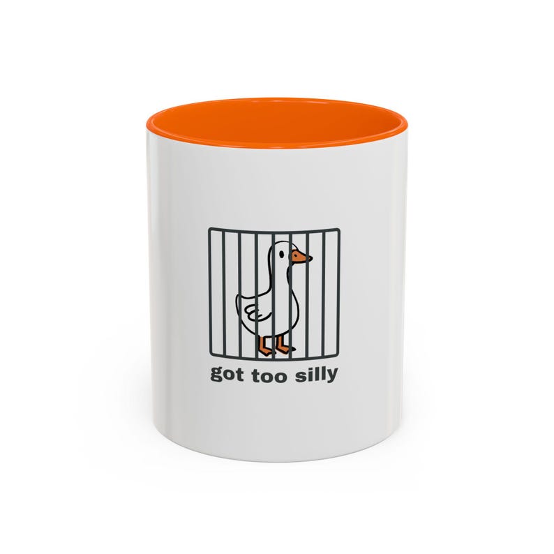Got Too Silly, Silly Goose Mug, Funny Gifts, Quirky Mugs, Gift For Men, Gag Gift Ideas, Goose Behind Bars, Hilarious Gift Ideas, Humorous image 2