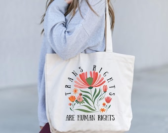 Bolsa de tela "Trans Right Are Human Rights", bolsa LGBTQ, bolsa de tela "LGBTQ", bolsas de derechos trans, bolsas de tela "Orgullo", bolsa "Proud Bag", mes del orgullo, derechos humanos