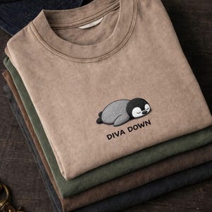 Diva Down T-Shirt, Funny Penguin Tee, Comfort Colors, Chaotic Cute Animal Shirt, Meme Gift
