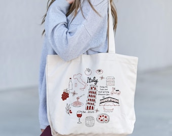 Bolsa de Italia, Bolsa de la Torre de Pisa, Bolsa de recuerdo de Italia, Bolsa de viaje a Italia, Regalo para amantes de Italia, Bolsa de vacaciones en Roma, Bolsa de recuerdo de Italia