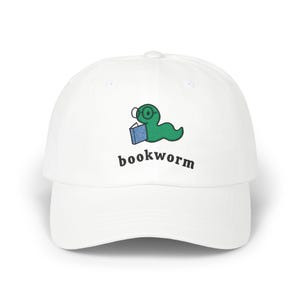 Boné Clássico Bookworm - Bordado de minhoca verde fofa, presente perfeito para leitores, amantes de livros, uso casual, boné ajustável