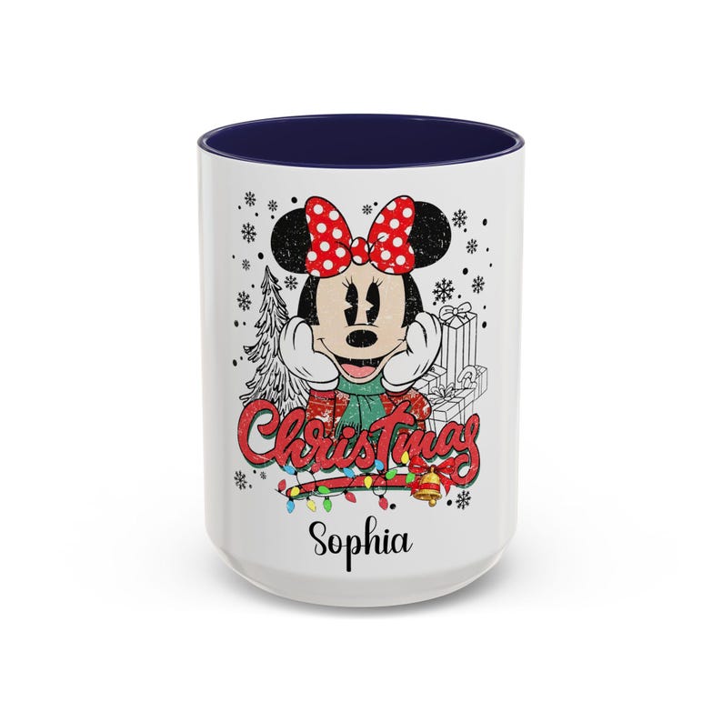 Minnie Mouse Christmas Mug, Christmas Gift, Holiday Gift for Kids, Custom Name Coffee Cup, Festive Decoration, Winter Cheer Mug image 7
