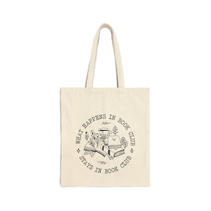 What Happens In Book Club Stays In Book Club Tote Bag, Floral Book Bag, Book Lovers Bag, Library Tote, Book Nerd Totes, Bookish Readers Tote image 4