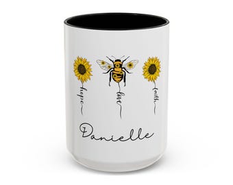 Personalized Name Bee Coffee Mug,Gift for Her,Gifts for Him,Housewarming Gift,Christmas Gift,Bee Gift, Art Coffee Mug,custom Bee Lover Gifts