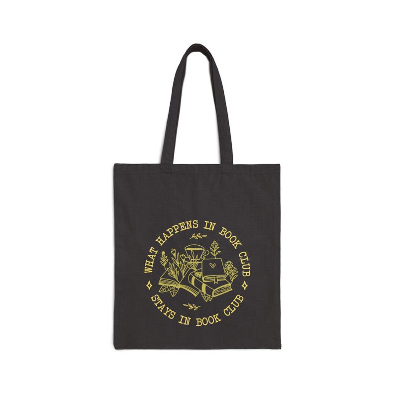 What Happens In Book Club Stays In Book Club Tote Bag, Floral Book Bag, Book Lovers Bag, Library Tote, Book Nerd Totes, Bookish Readers Tote image 2
