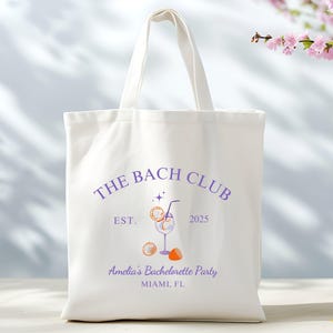 Custom The Bach Club Tote Bag, Bridesmaid Tote, Club Bachelorette, Bridesmaid Favors, Bachelorette Party Favors, Bachelorette Tote,Club Bach