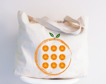 Orange Tote Bag, Summer Fruit Tote Bag, Farmers Market Tote, Market Bag, Grocery Bag, Cute School Bag, Beach Bag, Fruit Tote Bag,Oranges Bag