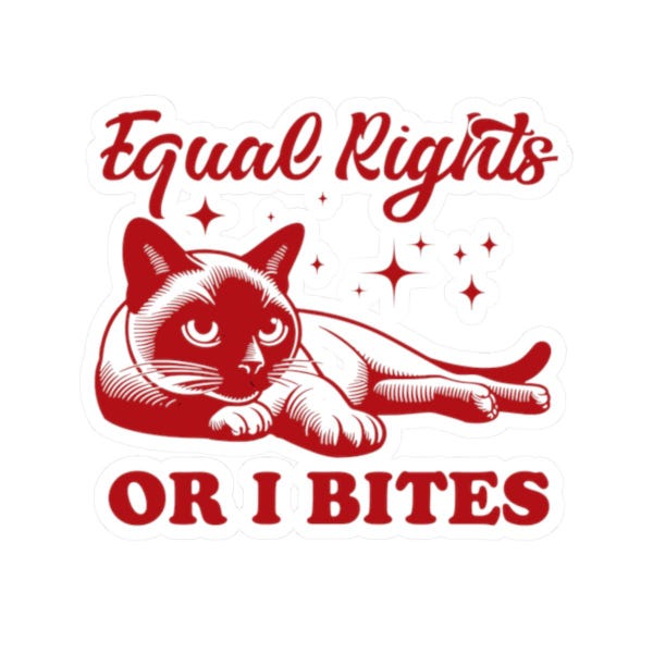 Pegatina de gato con derechos iguales, divertida calcomanía para computadora portátil, pegatinas de orgullo LGBTQ+, regalo para amantes de los gatos, pegatina para parachoques de defensor de la igualdad