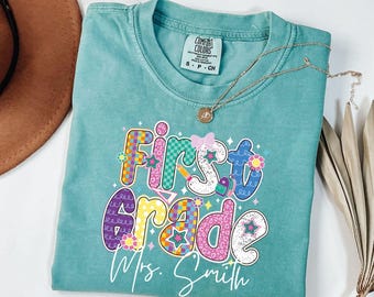 Gepersonaliseerd shirt voor leraar eerste klas, aangepast shirt voor leraar 1e klas, cadeau eerste schooldag, cadeaus leraar waardering, terug naar school
