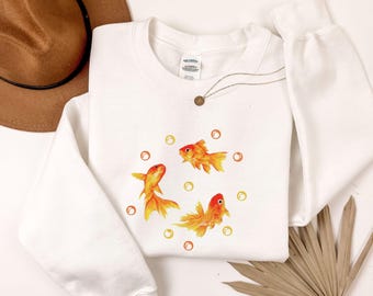 Goldfish Sweatshirt, Goldfish T-Shirt, Water bubble Aesthetic, Cute T-Shirt, Beachy Shirt, Cool Vintage Retro T-Shirt Gift, Fish lover Gift