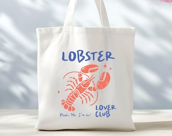 fourre-tout homard | Sac club pour les amateurs de homard | Sac d'épicerie de fruits de mer | Sac Farmers Market | fourre-tout mignon en toile d'été | Homard en cadeau