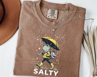 Camiseta Salty Girl de Comfort Colors: Camiseta vintage de algodón para mujer, camiseta retro de rana, camiseta de isla tropical, camiseta playera, camiseta Salty Soul