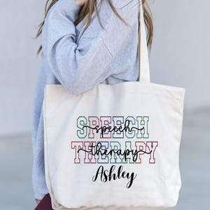 Speech Therapy Tote Bag, Speech Therapist Gift, SLP Custom Name Bag, Speech Language Pathologist Bag, Speech Therapy, Speech Pathologist