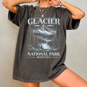 Koszulka Glacier National Park, koszulka w stylu retro Comfort Colors, koszulka vintage Montana, koszulka 63 Parks, koszulka z grafiką Nature, prezent na wędrówkę na świeżym powietrzu
