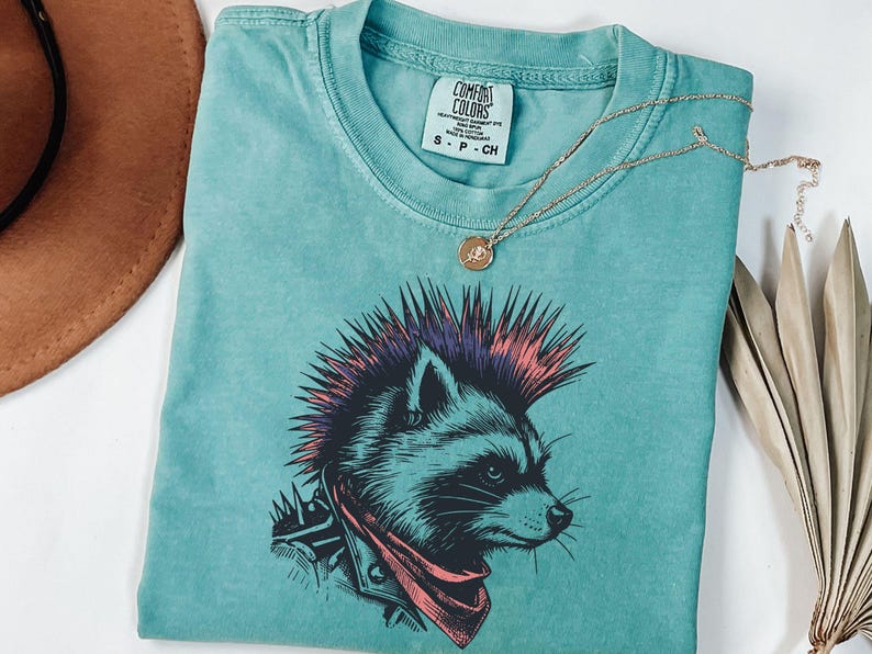 Punk Raccoon Comfort Colors® Tshirt, Retro Y2k Punker Raccoon Shirts ...