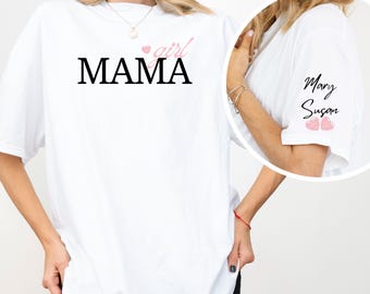 Personalisiertes Jungen-Mama-Shirt mit Kindernamen, Komfortfarben, benutzerdefiniertes Mama-T-Shirt, personalisiertes Mama-Shirt, Muttertagsgeschenk, Mama-Geburtstagsgeschenk