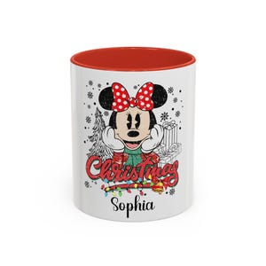 Minnie Mouse Christmas Mug, Christmas Gift, Holiday Gift for Kids, Custom Name Coffee Cup, Festive Decoration, Winter Cheer Mug image 5