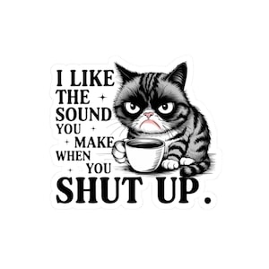 Funny Cat Stickers, Cute Cat Vinyl Stickers, Laptop Stickers, Gift for Cat Lovers, Funny Quote Stickers