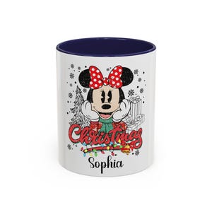 Minnie Mouse Christmas Mug, Christmas Gift, Holiday Gift for Kids, Custom Name Coffee Cup, Festive Decoration, Winter Cheer Mug image 3