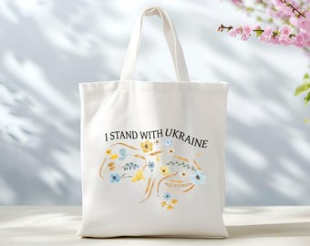 I Stand With Ukraine Tote Bag, Anti Trump Tote, Ukraine Support Bag, Activist Protest Tote, Liberal Democrat Bag, Pro Ukraine Tote