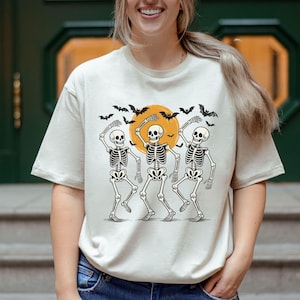 Camiseta de esqueleto bailando de los 90, estilo vintage, retro, Y2K, divertida, de Halloween, para amantes del baile, retro, de Halloween.