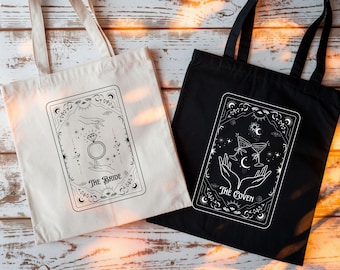 Coven Bachelorette Party Tote, Witchy Tarot Tote Bag, Bridesmaid Proposal Gift, Spooky Bridal Party Canvas Tote, Goth Salem Bach Party Favor