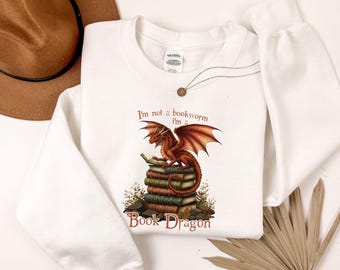 Book Dragon T-Shirt,Book Lover Shirt,Fantasy Reader Shirt,Dragon Sweater,Fantasy Book Lover Shirt, Fantasy Book Lover Gift,Dragon Lover Gift