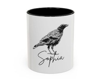 Personalized Raven Crow Mug,Raven Gift,Crow Gifts,Gothic Mug,Raven Gifts,Black Bird, Bird Lover Gifts, Crow Gift, Raven Gifts,Custom Mug