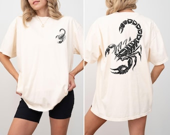 Comfort Colors Scorpion Shirt, Y2K Grunge Aesthetic Faded Streetwear T-shirt For Men Women