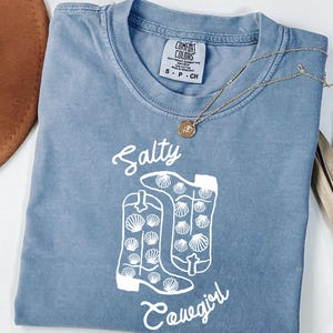 Unisex Comfort Colors Salty Cowgirl Shirt, Vintage Western Shirt, Cowboy Boots Shirt, Womens Western Cowgirl Shirt, Trendy Graphic Tee