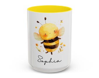 PERSONALISED Bee Mug, Bumble Bee Gifts, Custom Honey Bee Gift, Gift for Her Sister Daughter, Budget Birthday Gift, Office Work Gifts