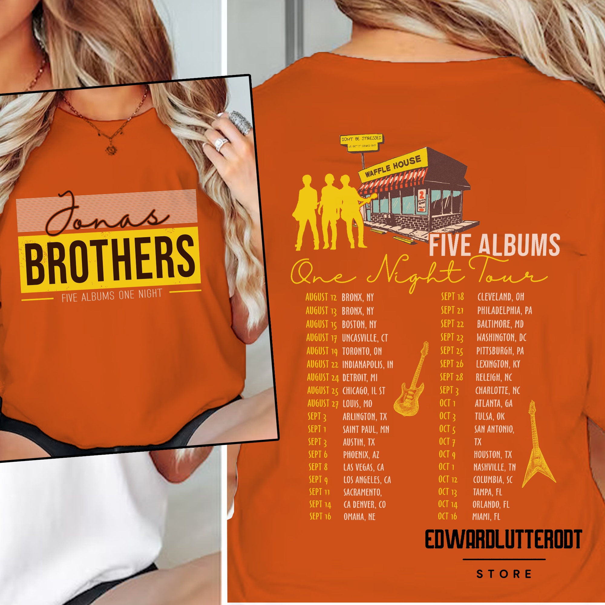 Jonas Brothers Five Albums One Night Shirt, Waffle House Shirt, Jonas Brothers Tour 2023 Shirt