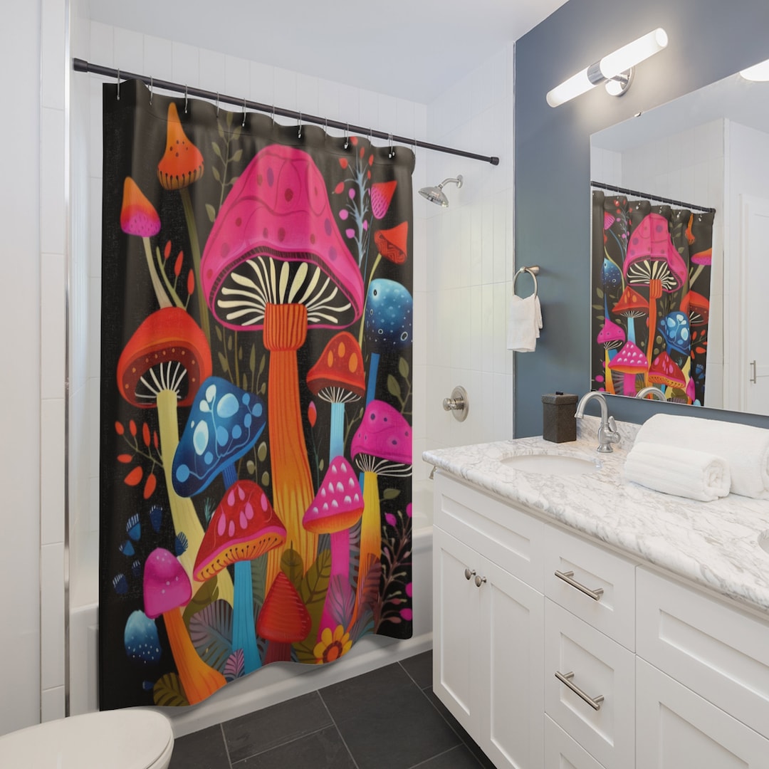 Cottagecore Boho Shower Curtain Mushroom Shower Curtain Forestcore