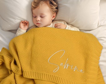 Couverture bébé personnalisable en merinos gris avec prenom brode