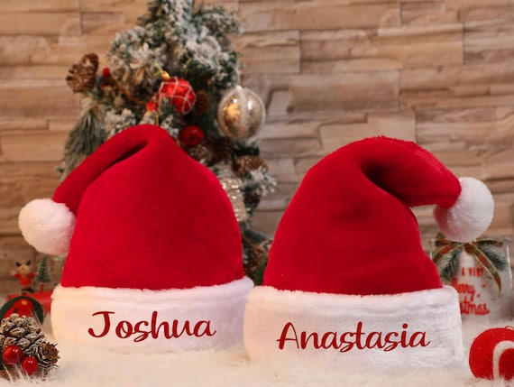 Personalized Plush Santa Hat custom Santa Hats for Kids family