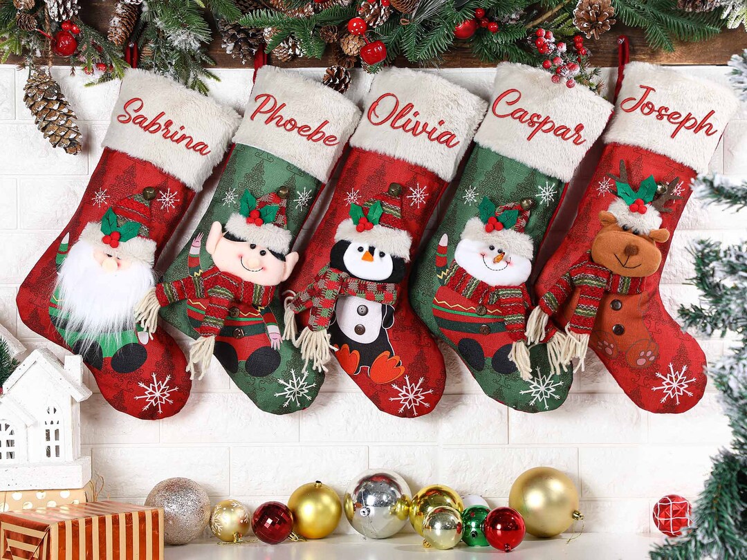 Personalised 3D Christmas Stocking,2023 Embroidered Christmas Stockings