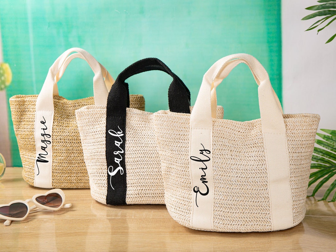 Personalized Bridesmaid Tote Bags, Custom Bridesmaid Straw Bag With ...