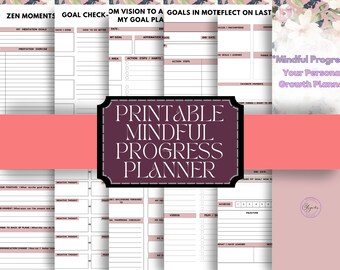 Printable Mindful Progress your personal growth Planner journal growth mindfulness goals planner