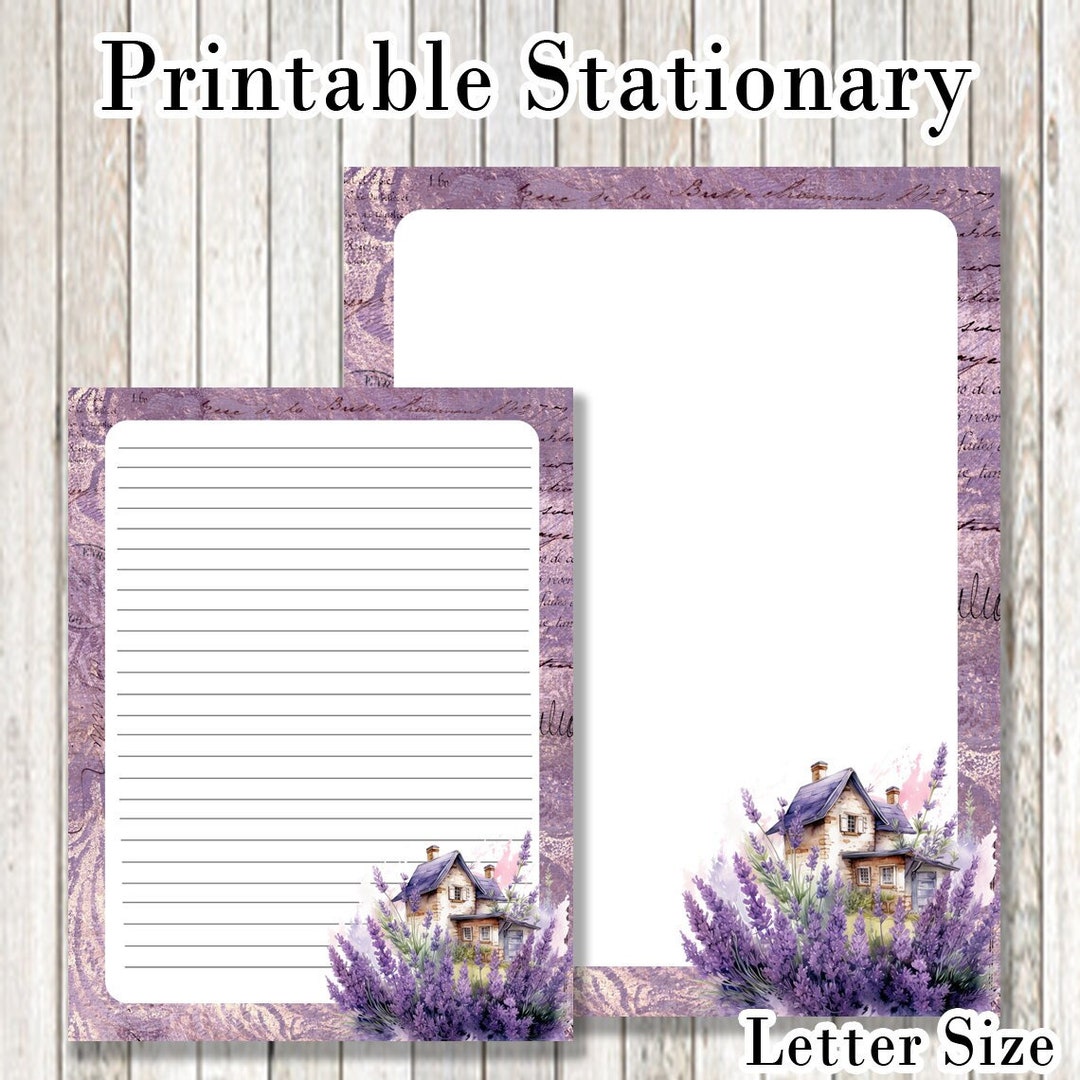 Purple Printable Stationary Cottage Stationary House Printable - Etsy