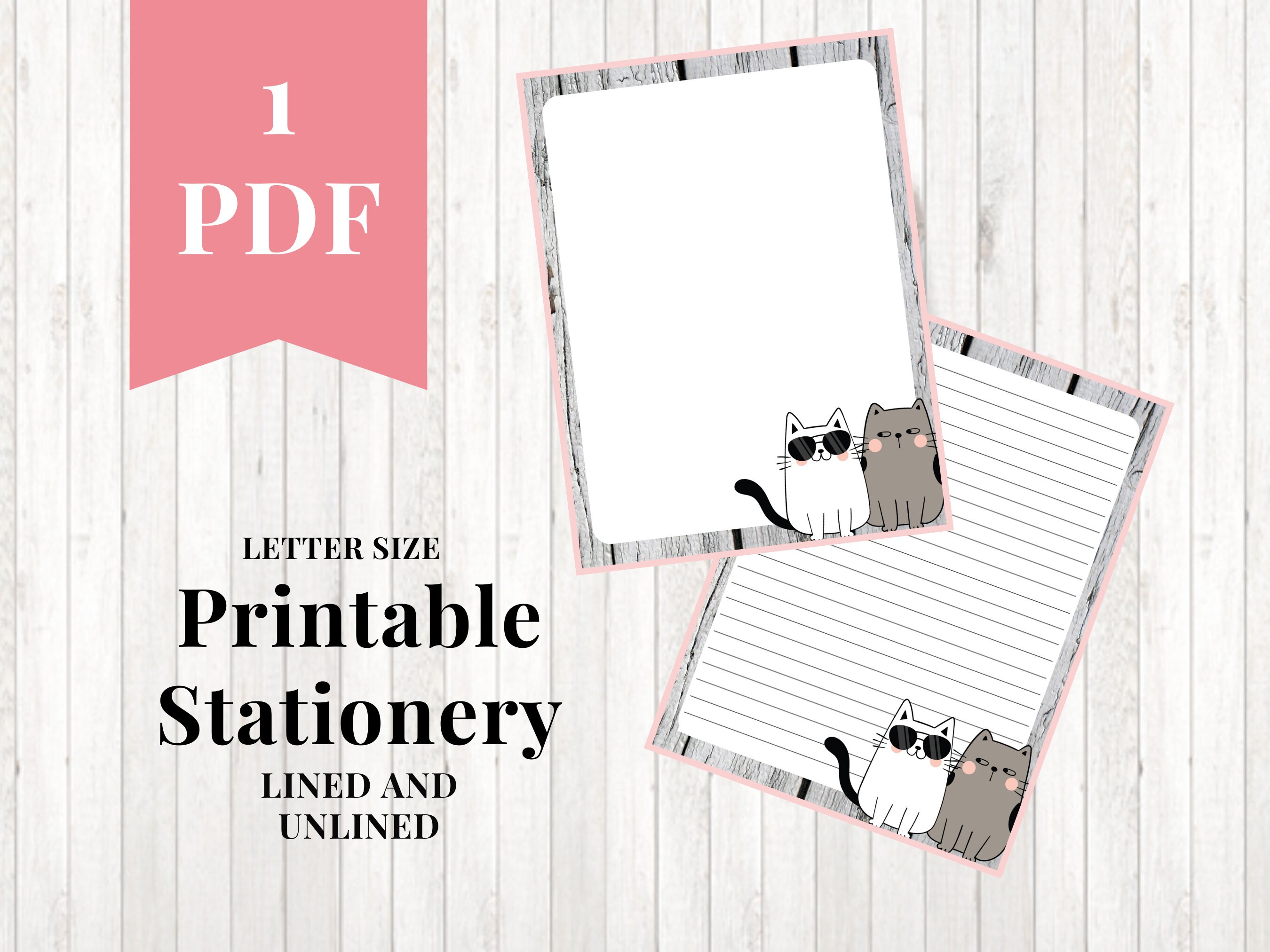 Cute Cats Stationery Printable Paper Letter Size Journal Pages - Etsy