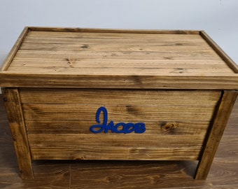 Handmade personalised pine toy box
