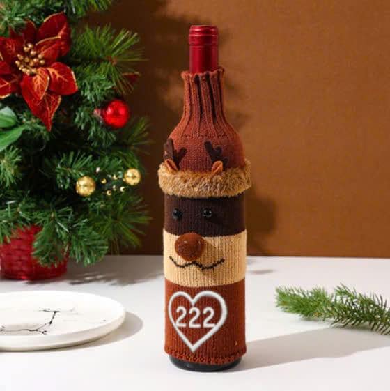 Set of 3 Christmas Wine Bottle Covers - Santa, Snowman, Reindeer - Personalized Name Christmas Wine Bottle Cover - Xmas Gift, Gift for him