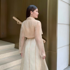 Black Scallop Organza Trench Coat