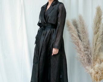 Silk Organza Trench Coat Long