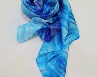 Blue Silk Square Scarf 100% Pure Mulberry Silk square Scarf  - Luxury Silk Scarf for Women - Smooth and Lightweight Scarves