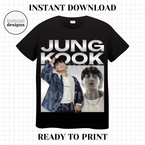 BTS Jeon Jungkook X CK T-shirt PNG | Bootleg T-shirt | K-pop Fan